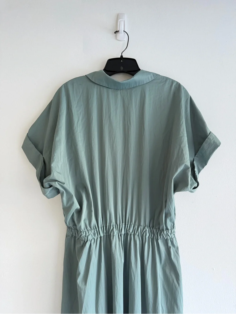 Abercrombie & Fitch Sage Green Short-Sleeve Maxi Shirt Dress
